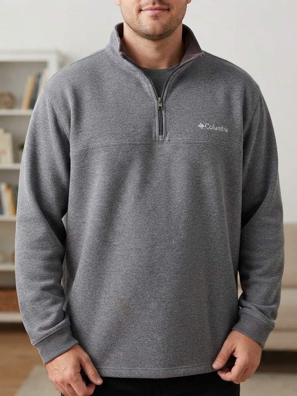 Columbia Men's Gray Half-Zip Fleece Pullover